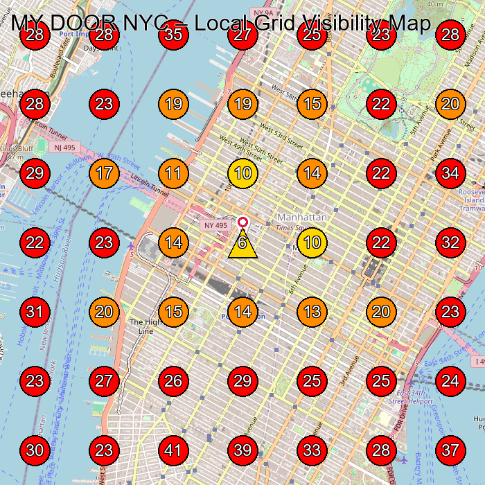 MY DOOR NYC GeoGrid visibility map for Door Supplier in New York